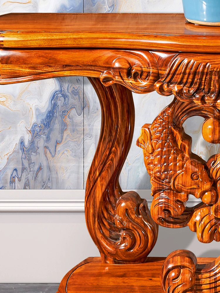 European Ebony Wood Entryway Console Table
