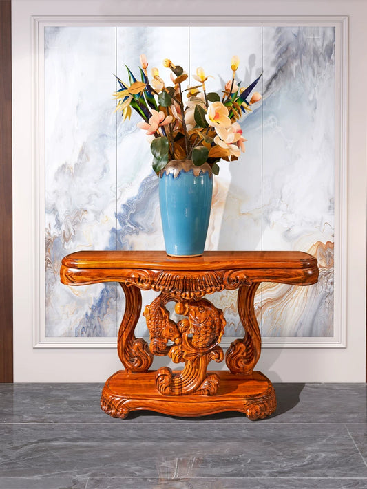 European Ebony Wood Entryway Console Table